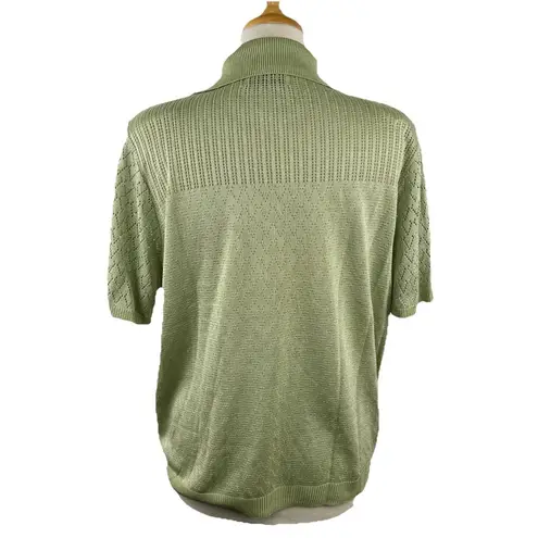 Alfred Dunner Size XL Green Short Sleeve Layered Cardigan Sweater Short Sleeves