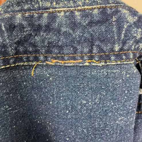 Vintage 80s Acid Wash Denim Shirt Sequins Embellished Women Floral Blue Funky Size L