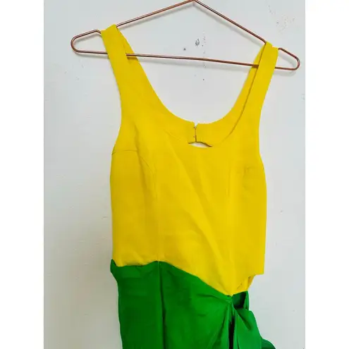 ROSIE ASSOULIN Women's Yellow Green Wrap Sarong Scoop Neck Beach Dress Size 6