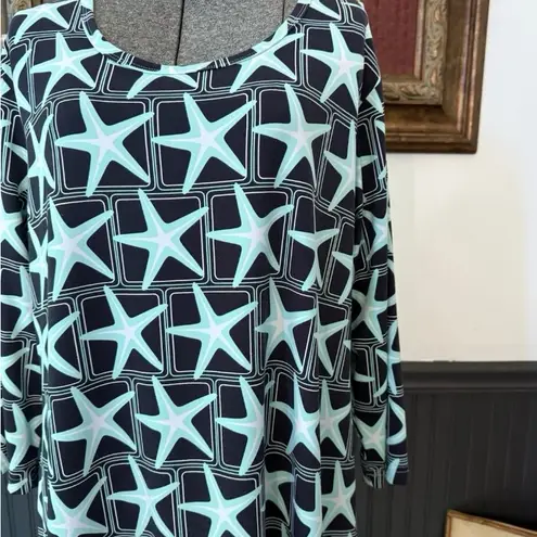 Lulu B Two Toned Blue Starfish UPF 50+ Sheath Dress ~
Size XL💚🍄