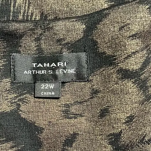 Tahari Dress Sz 22W Black/Gold Round Neck Abstract Design Worship Office Formal