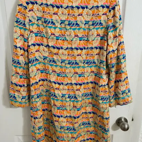 Gorgeous vintage lined coat/jacket funky fabric Orange Size 8