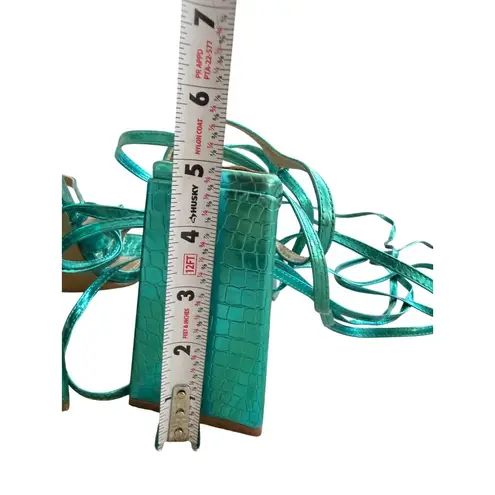 EGO Teal Metallic Lace Up Block Heels Sandals Size UK 7 / US 9