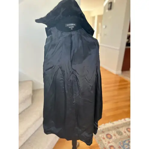 Vintage Donnybrook Black Wool Car Coat Faux Fur Trim Size 10