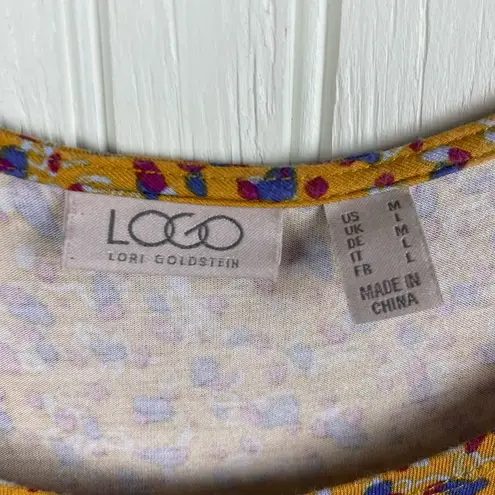 LOGO By Lori Goldstein Printed Knit Top Twin Set w/ Contrast Tank Size Medium