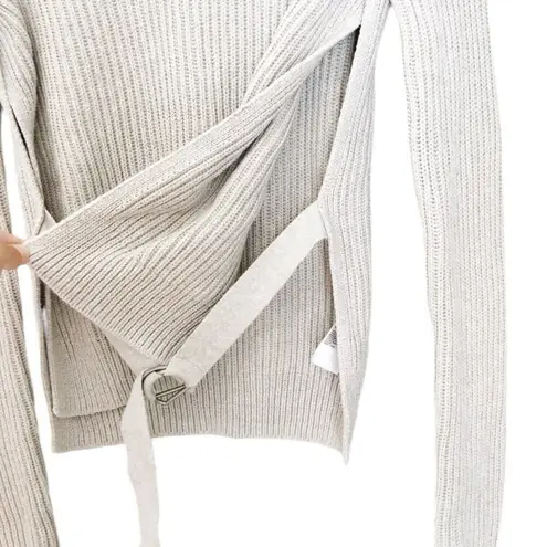 ALLSAINTS East Cotton Jumper Sweater Mist Grey Top Small Ribbed Knit Long Sleeve