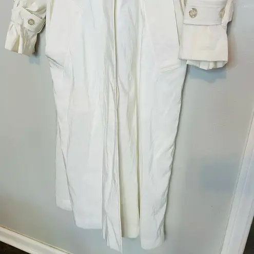 Vintage 80s TOTES White Rain Long Sleeves Jacket Button Front Trench Coat Size 8