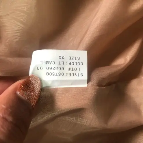 Larry Levine Design Lambswool & Cashmere Blend Single Breasted Tan Pea Coat