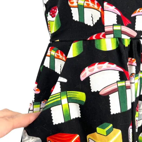 Retrolicious ModCloth Bento Box Sushi Print Sleeveless Dress Black Size Small