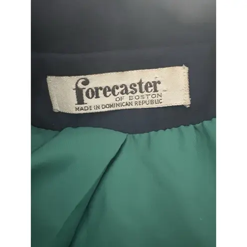Vintage Forecaster Of Boston Trench Raincoat Size 12 Blue Black Iridescent
