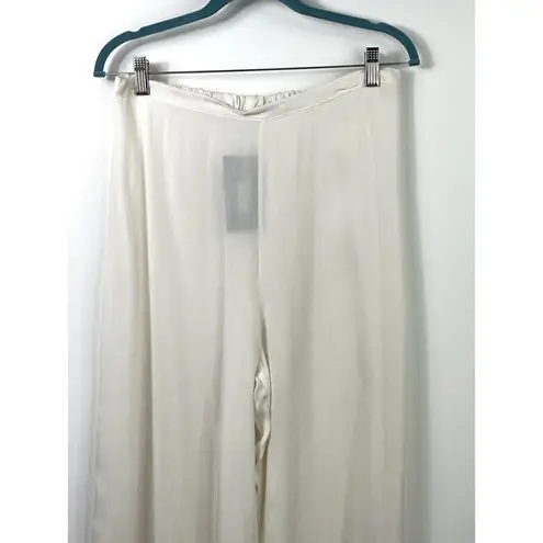 Bryn Walker  Long Full High Waist Wide Leg Pull on Pants Cream Tencel Size Large