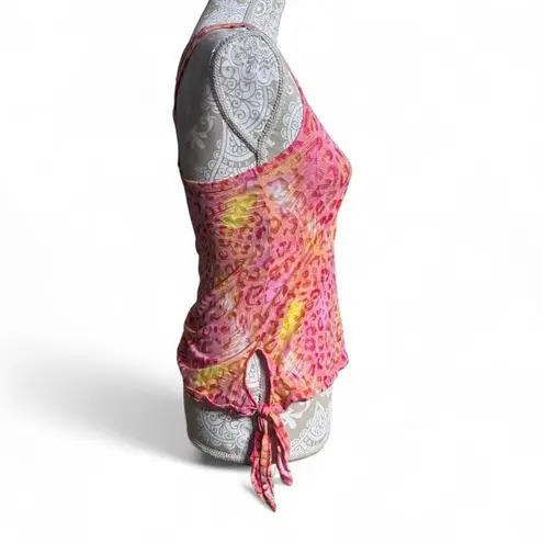 OP Y2K  Leopard Print Side Tie Tank Size Small Lisa Frank Vibes Colorful Vibrant