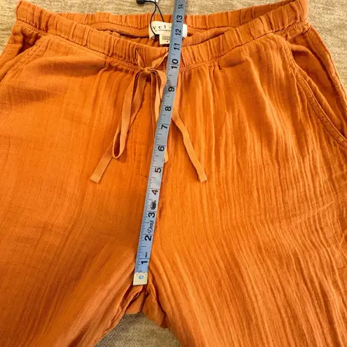 NWT Velvet By Graham & Spencer Women Pull On Orange S Gauze Pants Wide Leg