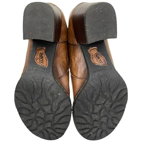 Born Breckin Ankle Pump Leather Block Heel Opanka Marrone Brown 9