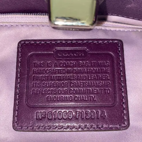 Coach Leather Garnet Turnlock Purse Tote Bag in Purple