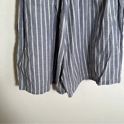 High Paper Bag Waist Shorts Light Blue White Stripes Size XS