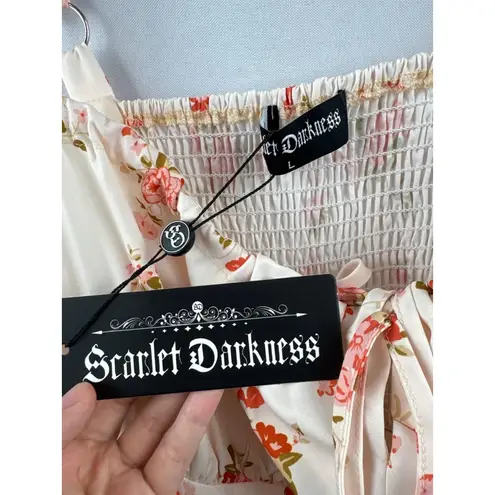 Women’s Scarlet Darkness Large Cream Corset Style Maxi Dress w/ Orange Florals Size undefined