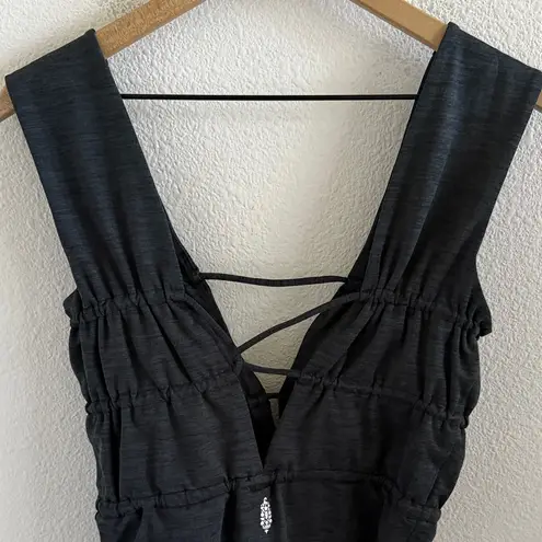 NWOT Free People Movement Leotard Bodysuit Gray Strappy Small