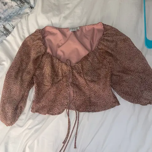 Princess Polly  Pink Harlow Top! Leopard & Front Tie