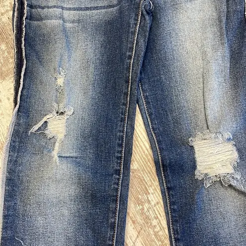 Sneak Peek Distress Raw Edge Mid Rise Ankle Jeans Size 11