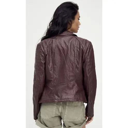 Free People  I'll Be Around Leather Moto Jacket Size L