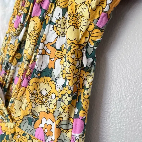 Rahi Cali Rahi Petra Floral Puff Sleeve Ruffle Trim Ruched Mini Dress Floral Medium