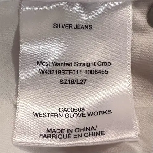 Silver Jeans Co. Most Wanted Mid Rise Straight Crop Jeans in White Plus Size 18W