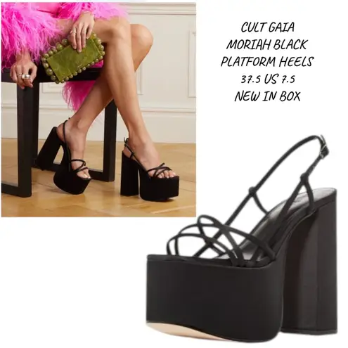 Cult Gaia BRAND NEW IN BOX MORIAH BLACK PLATFORM HEELS SANDALS 7.5/ 37.5