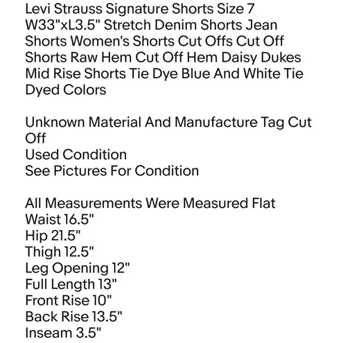 Levi Strauss & CO. Levi Strauss Signature Shorts Size 7 W33"xL3.5" Stretch Denim Shorts Jean Shorts