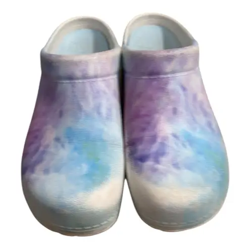 Dansko Kane Tie Dye Molded Slip-On Clogs Size 6.5-7 Blue Purple Comfort Shoes
