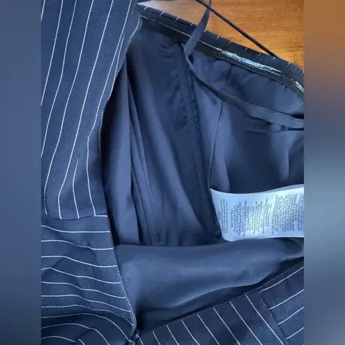 BCBG NewYork Navy Striped Peplum Spaghetti Stripe Top size 10 NWT Blue