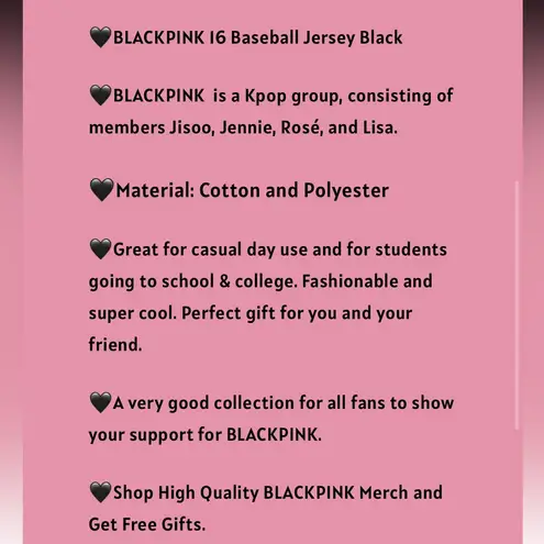 BLACKPINK 16 OFFICIAL DEADLINE TOUR Baseball Jersey NEW size XL w sticker Pack Black