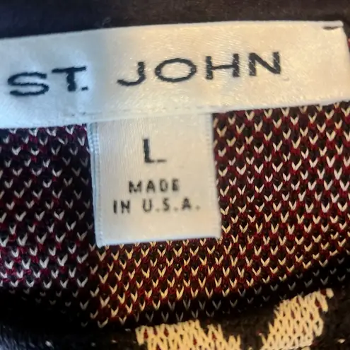 St. John Sleeveless Wool Blend Top Sweater Womens Large Brown White Red Shell