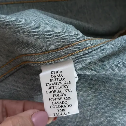éTica Jett Boxy Crop Denim Jacket, Size Small