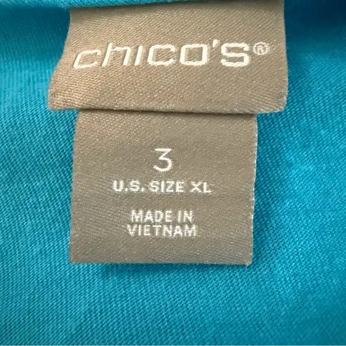 Chico's  Turquoise V-Neck Top with Lace Detail XL