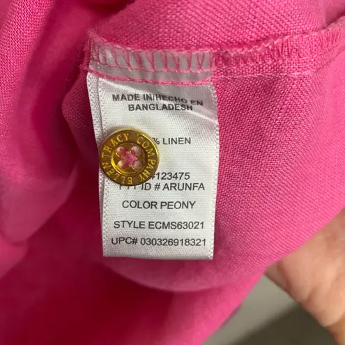Ellen Tracy Pink Linen Gold Buttons Zipper Sz XL