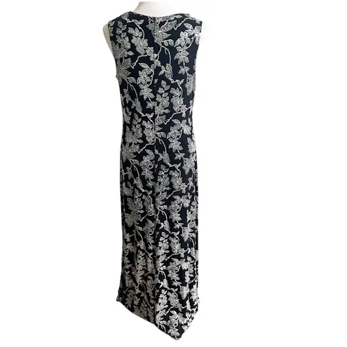 Ronni Nicole Floral Sparkly Maxi Dress Jersey Knit Holiday Special Occasion M/L