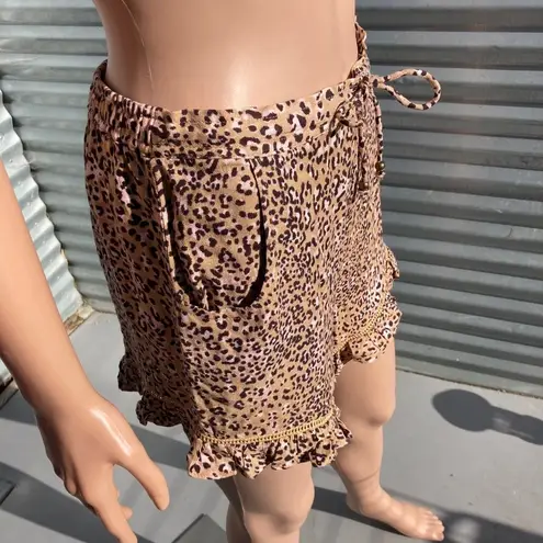 Skylar + Madison  Leopard Paperbag Waist Shorts