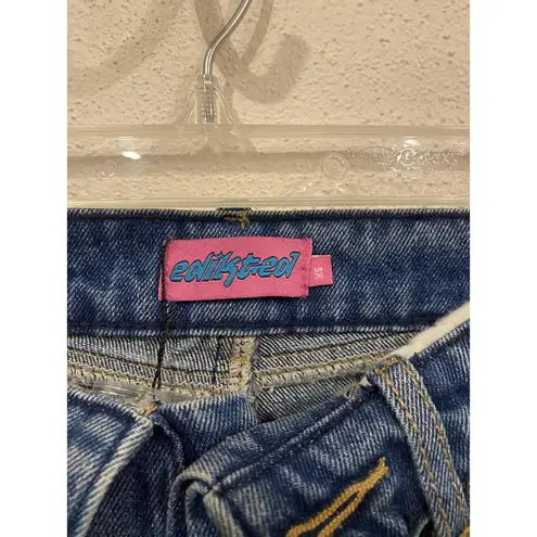 Edikted Jeans Womens Extra Small Blue High Rise Straight Leg Distressed Rips