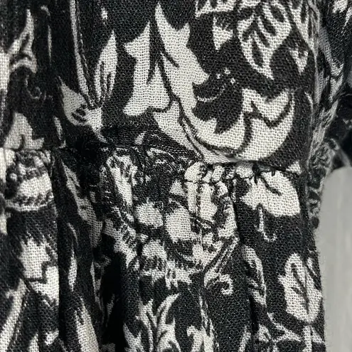 Celina moon square neck black & white floral flowy midi cottagecore dress Size L