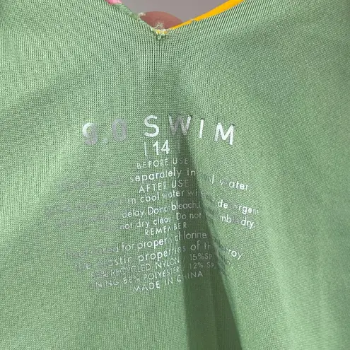 9.0 SWIM Swimsuit Size 14 One Piece Jada Cutout NWT Retro Floral Swim Beach Pink