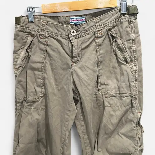 Polo Jeans Co Y2K Low Rise Baggy Cargo Pants Size 4 Grunge Boho 100% Cotton Brown