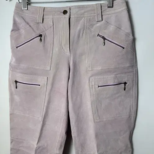 Vintage Junction West Suede Leather Pants Pink Cargo Moto Biker Career Dressy 6