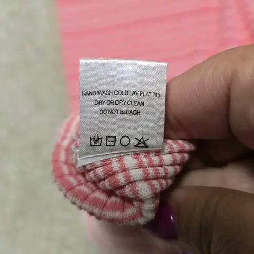 STAUD NWT Dana Dress Sz XL Pink White Ombre Striped Ribbed Knit Midi Stretch