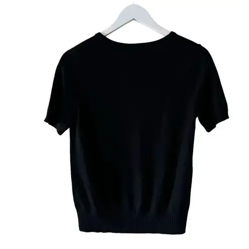 Paloma Black Merino Wool Crewneck Soft Luxury Short Sleeves Knit Top SZ MP #2050