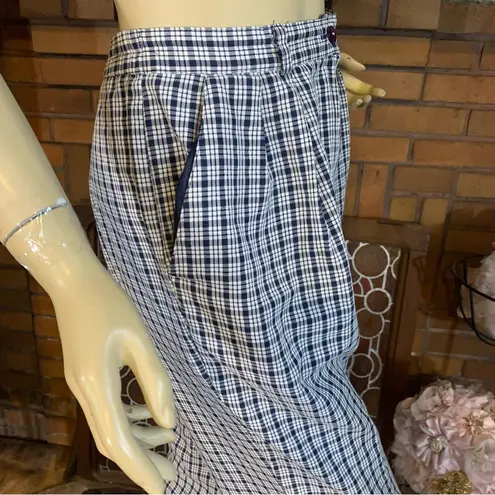 VINTAGE 1990'S WORTHINGTON PETITE BLUE & WHITE PLAID TAPER LEG PANTS (10P)