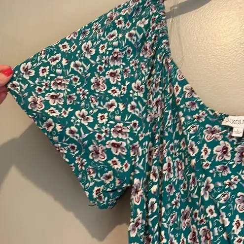 Luxology green floral, full length dress size large new with tags