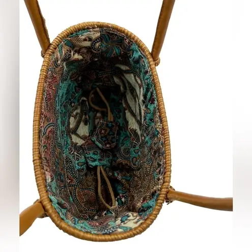 Bali NWOT BOHO Handmade Wick Mini Tote Bag Blue