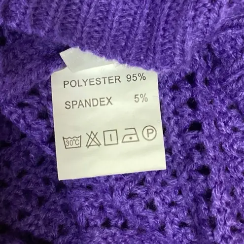 Womens Purple Open Knit Crochet Halter Bodycon Summer Swim Coverup Dress Size M Size M