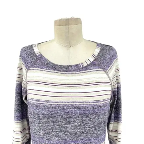 Lululemon  Race Your‎ Pace Long Sleeve Osaka Stripe Heathered Black Grape Size 6